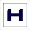 A blue H symbol inside a square border, commonly used to represent a hospital or healthcare facility.