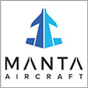 Blue geometric aircraft logo above the words MANTA AIRCRAFT on a white background.