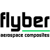 Flyber aerospace composites logo with Flyber in bold black text above a green line and aerospace composites below.
