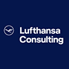 Lufthansa Consulting logo with a bird icon inside a circle and white text on a dark blue background.
